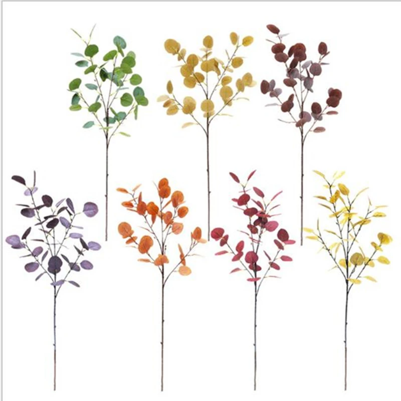 Artificial Plant 6-fork High Bar Drop Eucalyptus Branch Wall Material Decorative Fake Plants For Home Shop Garden Party Decor