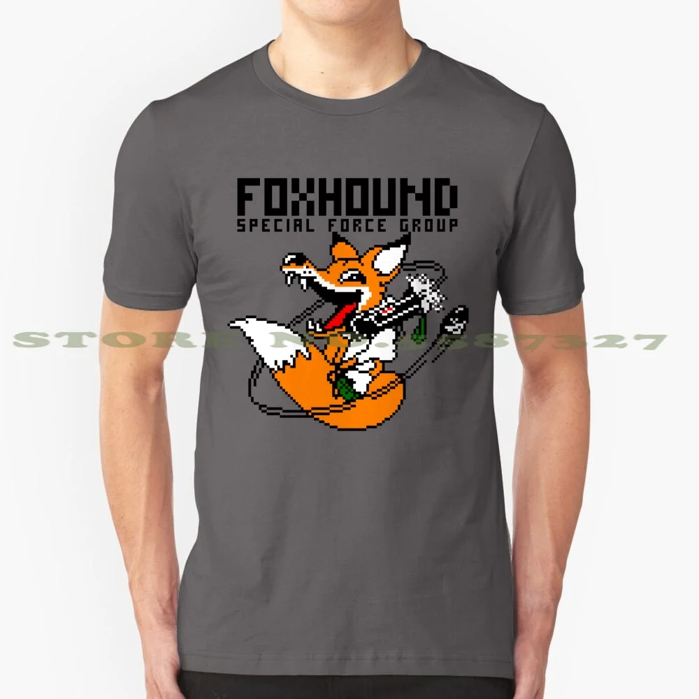 Foxhound Pixelart Fox Black 100% Pure Cotton T-Shirt Foxhound Metalgear Metal Gear Snake Hideo Kojima Konami Special Forces