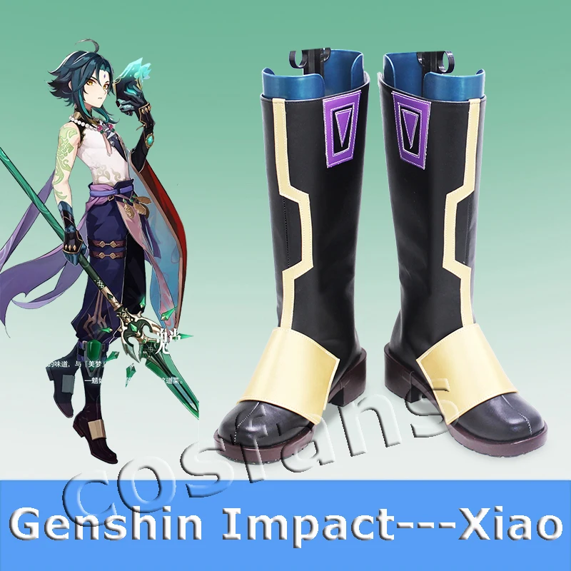 Game Genshin Impact Cosplay XIAO boots Halloween Cosplay Genshin Impact Mona Megistus Cosplay shoes boots Custom made any size