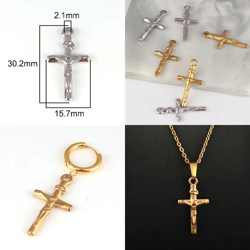 5pcs Stainless Steel Charms Cross Charms Geometric Cross Pendant For DIY Jewelry Necklace Bracelet Jewelry Accessories