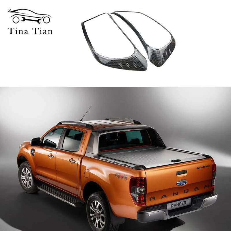 

Car Headlights Cover Accessories Fit For Ford Ranger Everest Endeavour 2016 - 2021 ABS Carbon Fiber Color Front Head Lamp Cover