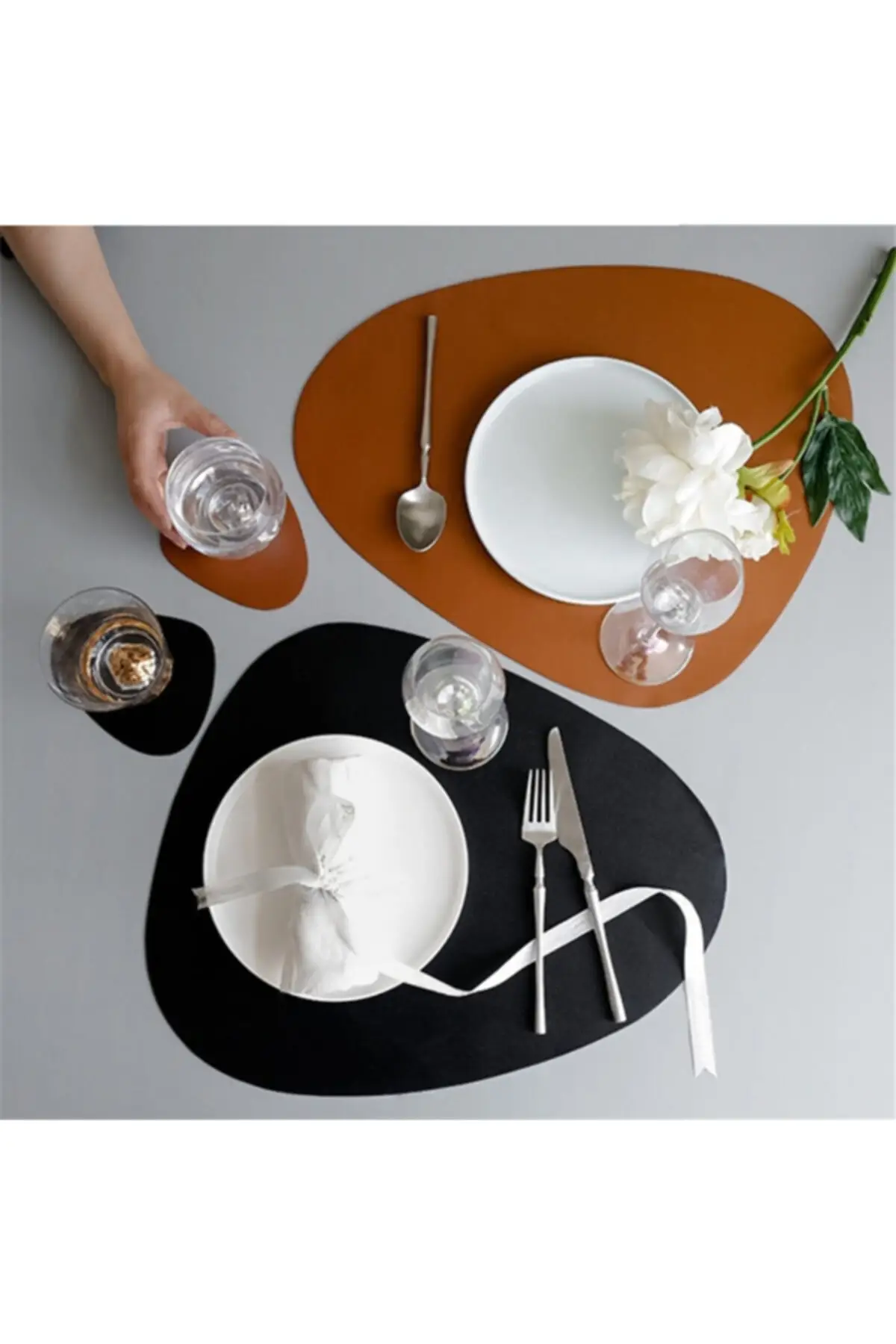 12 piece American Service Leather Black Color 6 Pcs Service, 6 Pcs Coasters