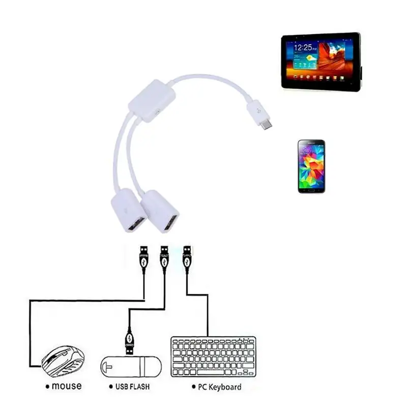 Adattatore Hub Micro USB zu 2 OTG Kabel Dual Port Y Splitter per Tablet PC telefono Kartenleser Maus Tastatur computer Komponente