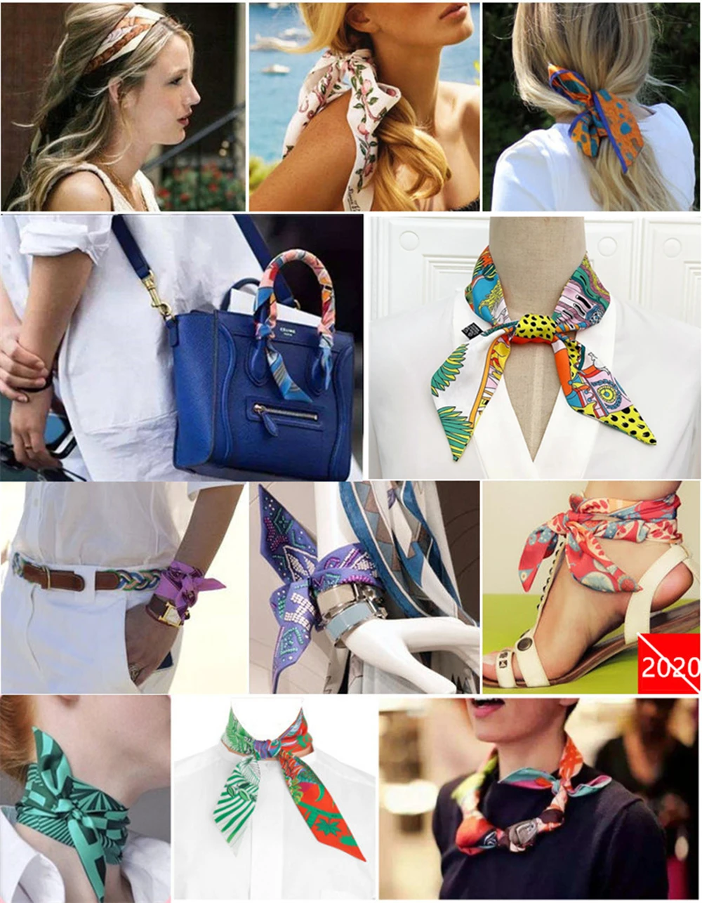 Marke Design Twill 100% Seide Schal Luxus Mode Schal Frauen Foulard Dünne Tasche Schals Neue Heiße Halstuch Haar Stirnband – Detail 3