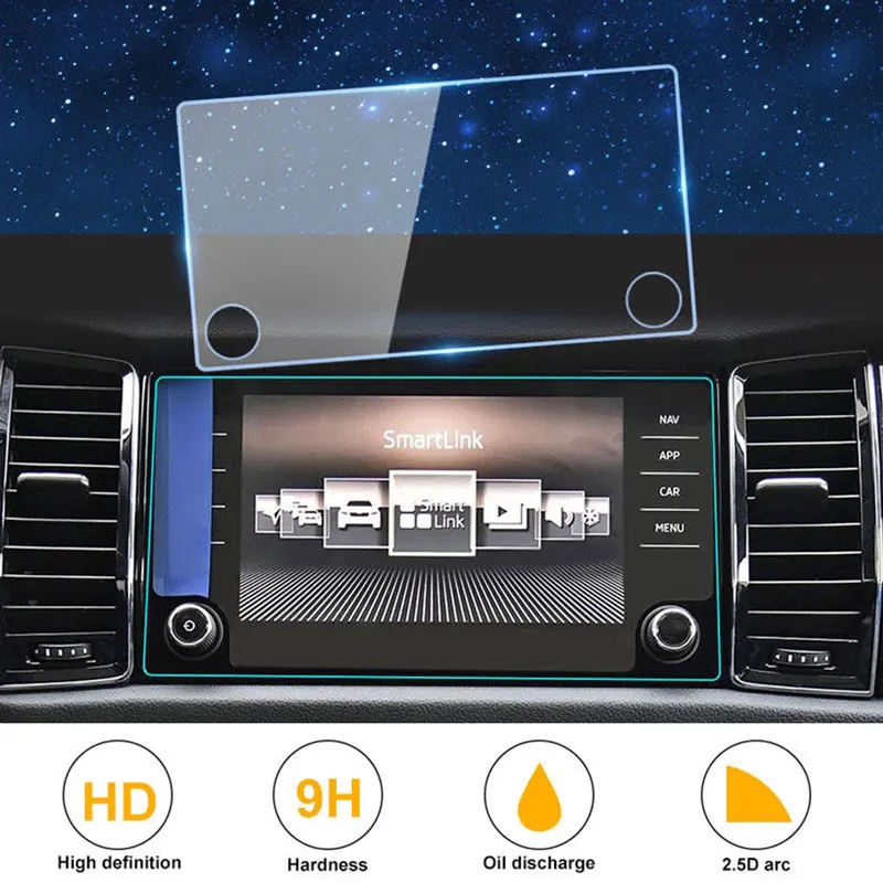 

8/9 Inch Car GPS Navigation Tempered Glass Screen Protector Film For Skoda Kodiaq Karoq 2017 2018 Protective Film Car Accessori