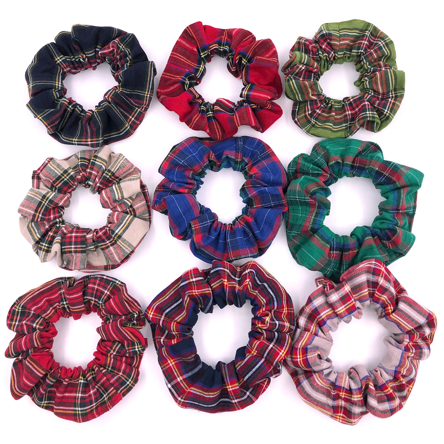 Cotton Plaid Hair Scrunchies Rope Elastic Hair Bands for Girls Women Preppy Ponytail Holder hair ties Accessories