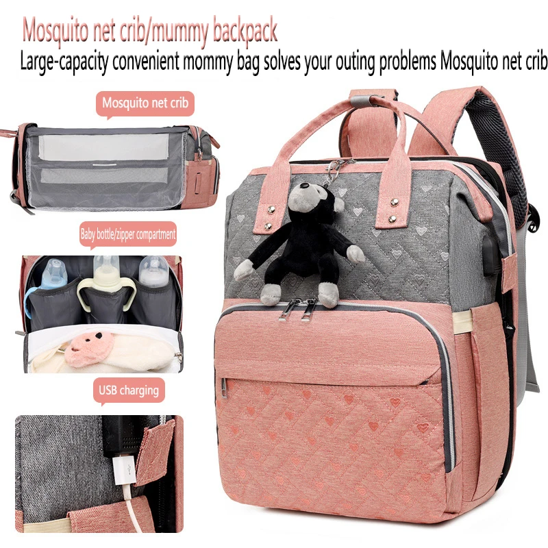 UmaUbaby Large Capacity Diaper Bag Backpack Multifunctional Baby Bed Bags Maternity Nursing Handbag Stroller Bag with Hooks Bag