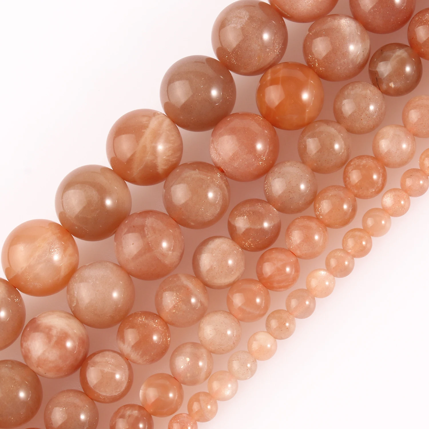 A+ Quality Natural Sunstone Quartz Peach Round Loose Beads 7.5\