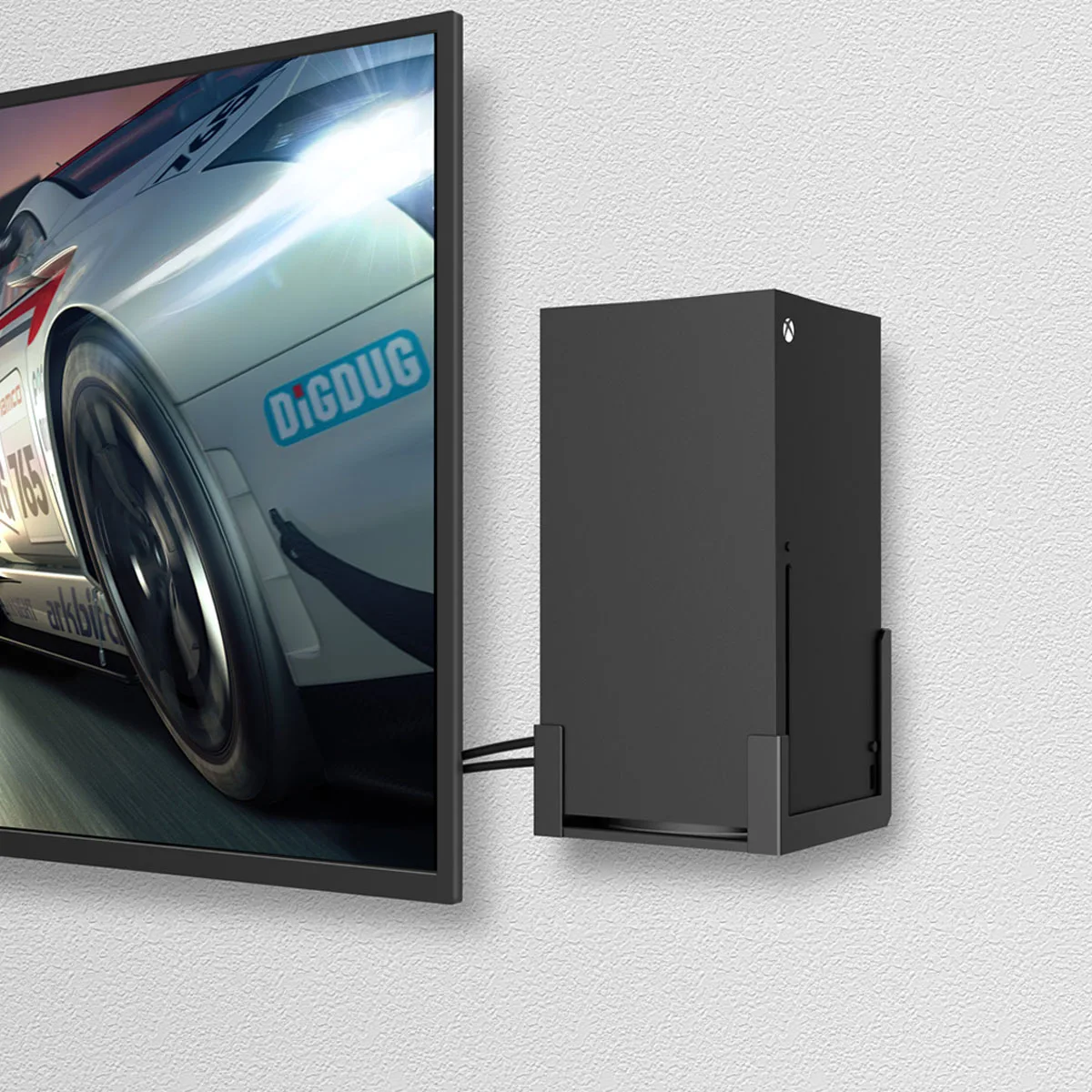 Monzlteck uchwyt ścienny do konsoli Xbox Series X, wszystkie metalowe pionowe wiszące na ścianie. Zamontuj go w pobliżu lub za telewizorem