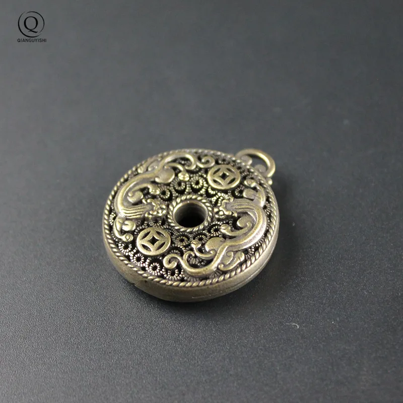 Pure Brass Pixiu Coins Six Words Cylinder Pendant Keychain Hanging Necklace Jewelry Handmade Copper Buddhism Sutra Keyring
