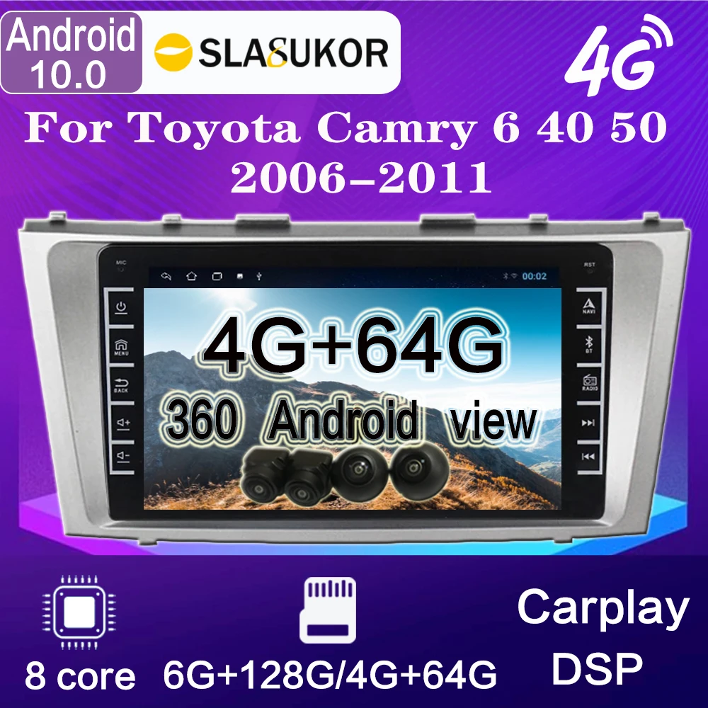 

Android 10 DSP 6G+128G WIFI Multimedia Navigation GPS For Toyota Camry 6 40 50 2006-2011 with car stereo head unit DVD Carplay