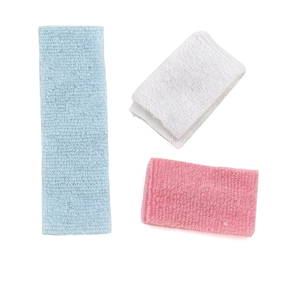 3Pcs 1/12 Dollhouse Miniature Accessories Mini Bathroom Hand Towel Model for Doll House Decoration ob11