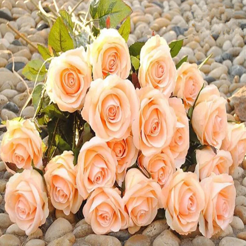 100Pcs/Lot New Artificial Flowers Silk Rose Bouquet Home Ornament For Wedding Christmas Decoration 11 Colors Available