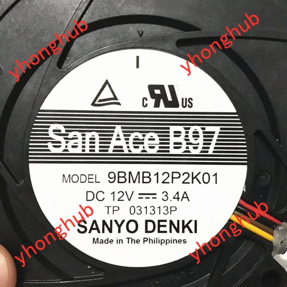 Imagem -03 - Sanyo Denki 9bmb12p2k01 dc 12v 3.4a 97x97x33 mm 4-fio Fan Servidor Blower