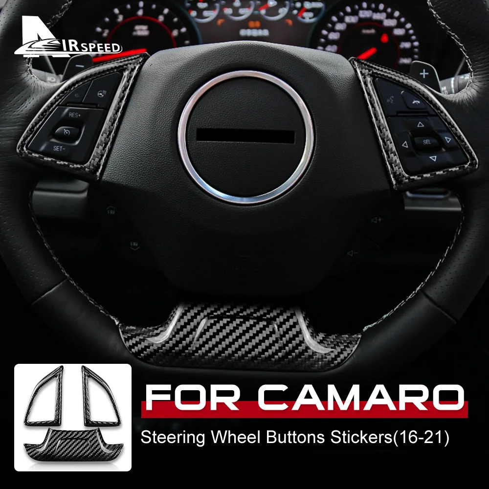 

Real Hard Carbon Fiber for Chevrolet Camaro 2016 2017 2018 2019 2020 2021 Interior Trim Car Steering Wheel Button Sticker