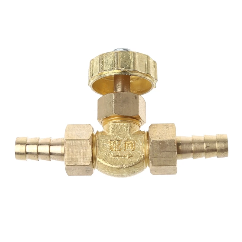 ข้อศอกเข็มทองเหลืองวาล์ว8มม.ตัวปรับแก๊สโพรเพนบิวเทน Barbed Spigots 1 Mpa