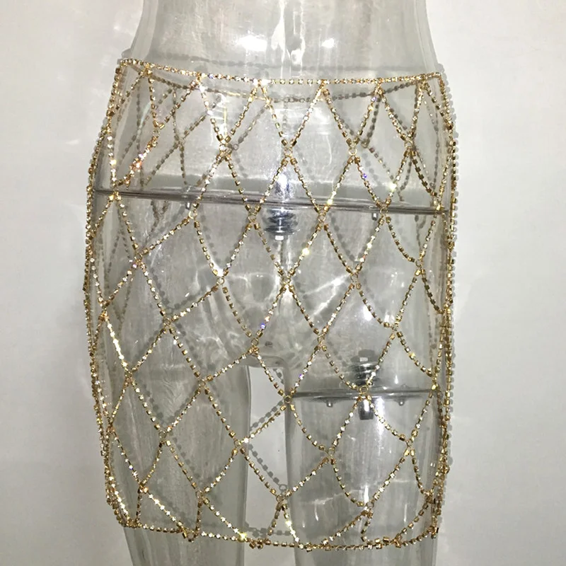 Silber Mesh Kristall Mini Rock Frauen Strass Karneval Hüfte Aushöhlen Röcke Sexy Party Club Festival Brennen Mann Hot Tragen