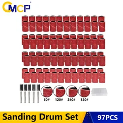 CMCP 97pcs Sanding Bands 60/120/240/320 Grit Sanding Drum Kit With Sanding Mandrels For Dremel Rotary Accessories Tools