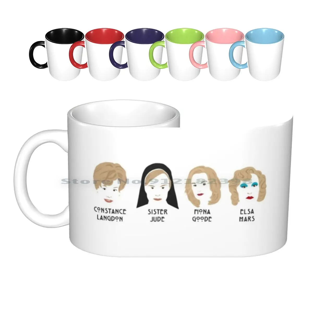 The Faces Of Lange Ceramic Mugs Coffee Cups Milk Tea Mug Ahs Lange Constance Langdon Sister Jude Fiona Goode Elsa Murder House