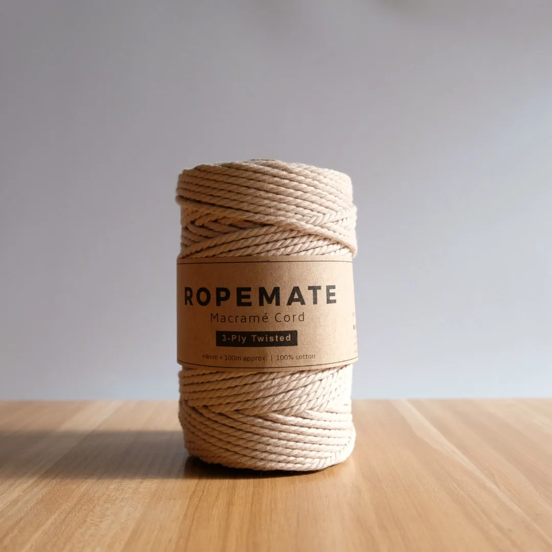 ROPEMATE PREMIUM SOFT COTTON CORD DIY Macrame Bag 4MM  100 Meters - 3 STRANDS