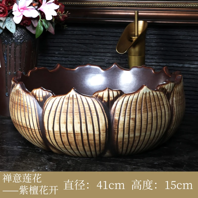 

China Handmade Lavabo Washbasin Art wash basin Ceramic Counter Top ceramic Wash Basin Bathroom Sinks