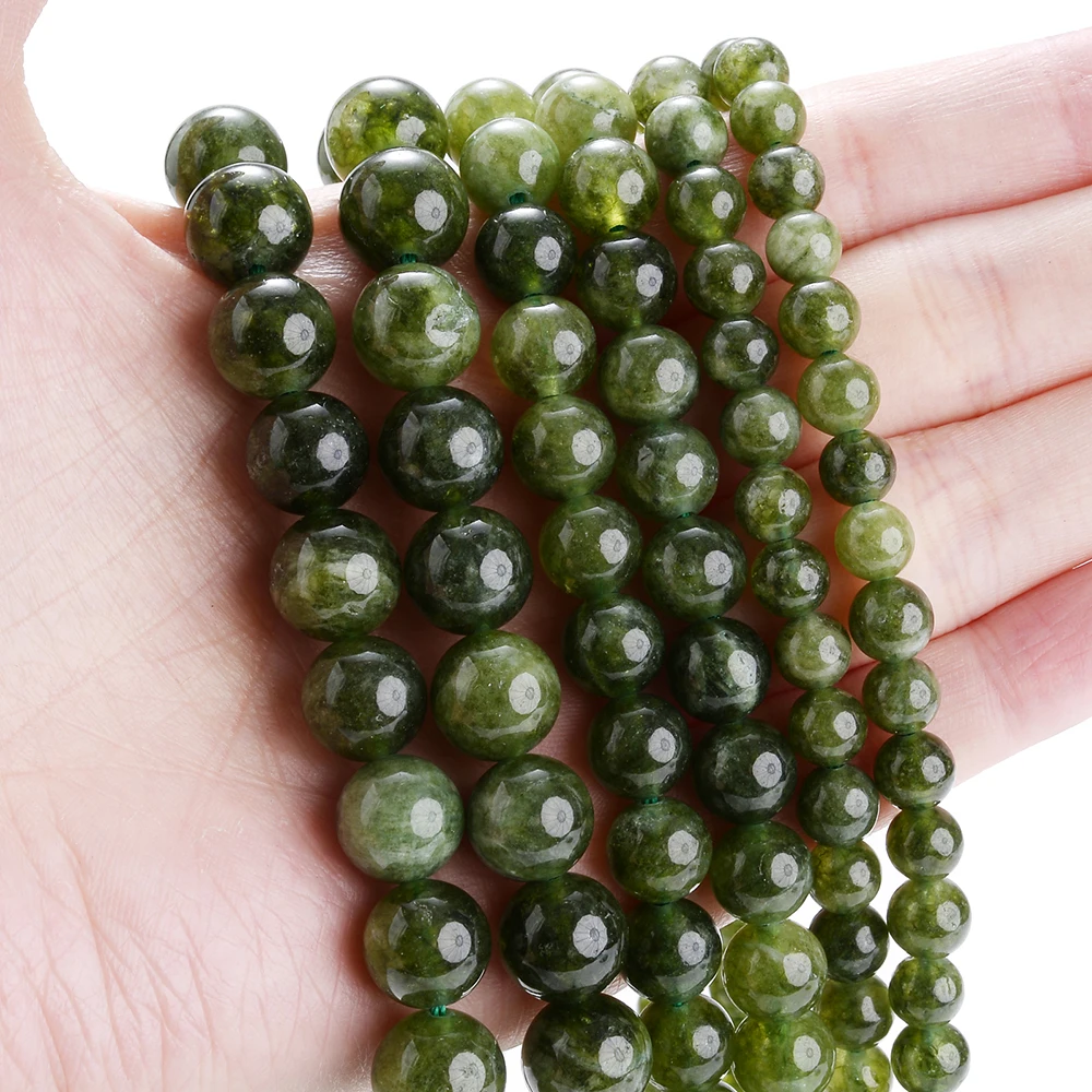 Natural Canada Jades Beads Round Spacer Gemstone Beads for Jewelry Making DIY Bracelet Necklace Accessories 6/8/10mm