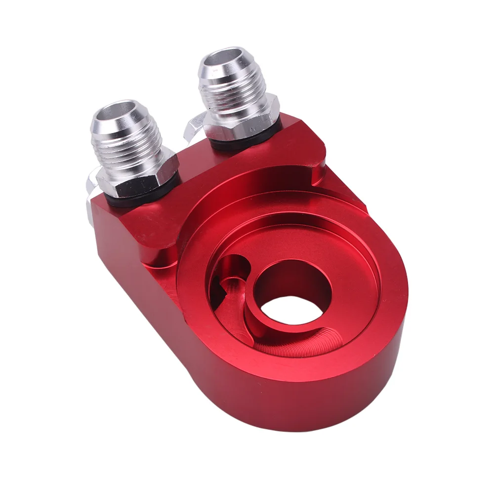RASTP-Aluminum AN10 Oil Filter Sandwich Adapter Blue Red Black Gold Cooling System Sandwich Turbo T3 T4 Engine Plate RS-OSA006