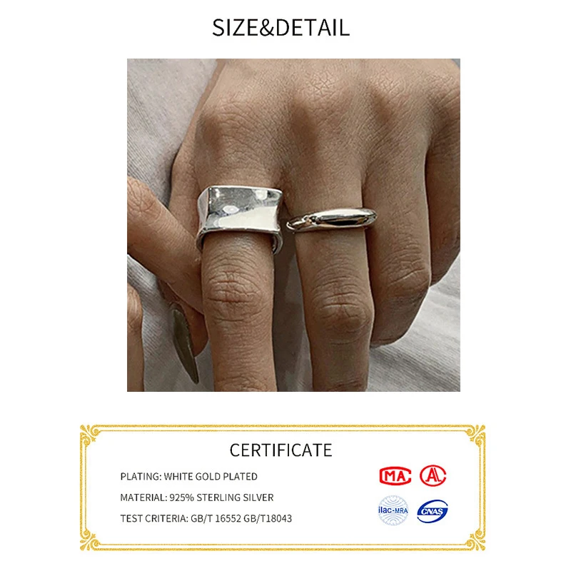 925 Sterling Silver Cube geometryczna szerokość Finger Rings dla kobiet pary New Fashion akcesoria imprezowe biżuteria