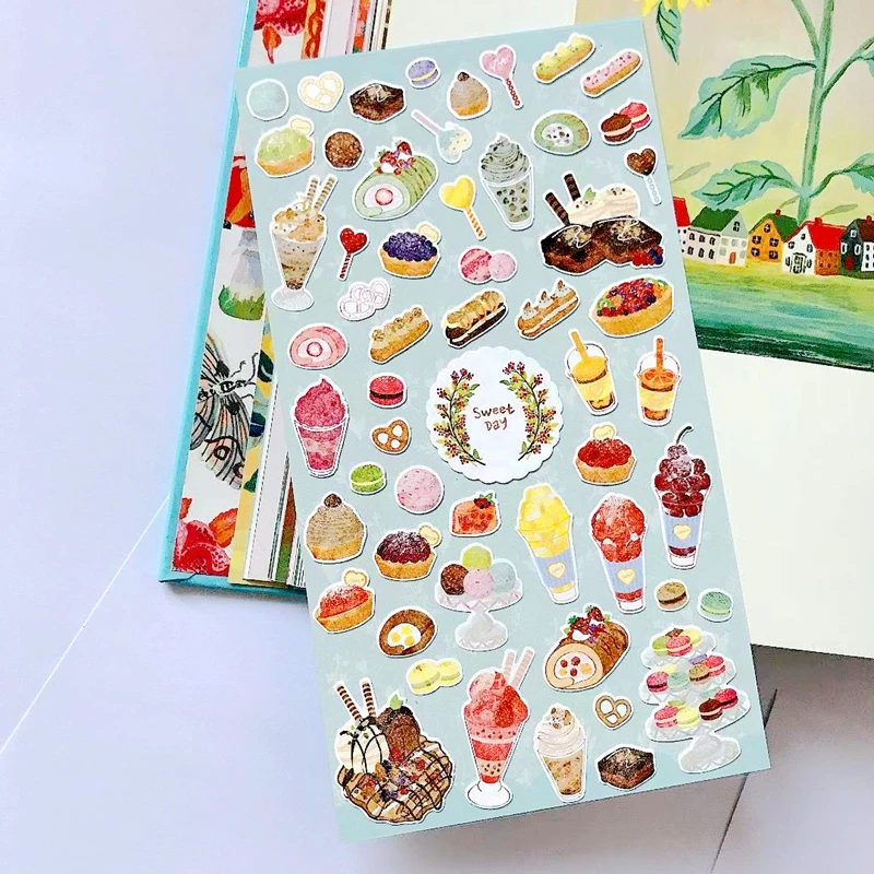 Cute Sweet Gelato Cake Stickers Aesthetic Scrapbooking Materials for Korea Journaling DIY Craft Stationery Supplies