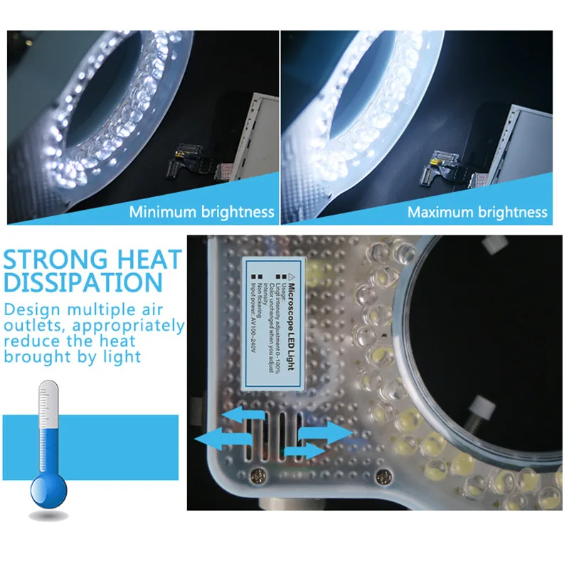 Солнечный свет, светодиодный микроскоп, источник светильник, одноцилиндровый бинокулярный стереомикроскоп, кольцевая лампа, встроенная светодиодная кольцевая лампа