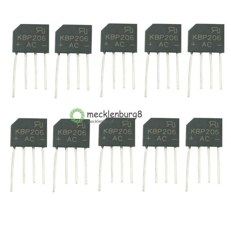 5PCS Diode Bridge Rectifier 600V 2A KBP206G KBP206 4PIN SIP-4 Single Phase NEW