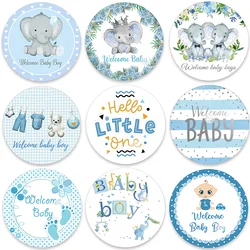 Welcome Baby Boy Stickers Labels Cute Little One Elephant Decor Stickers Welcome New Born Gender Reveal Baby Shower Decor