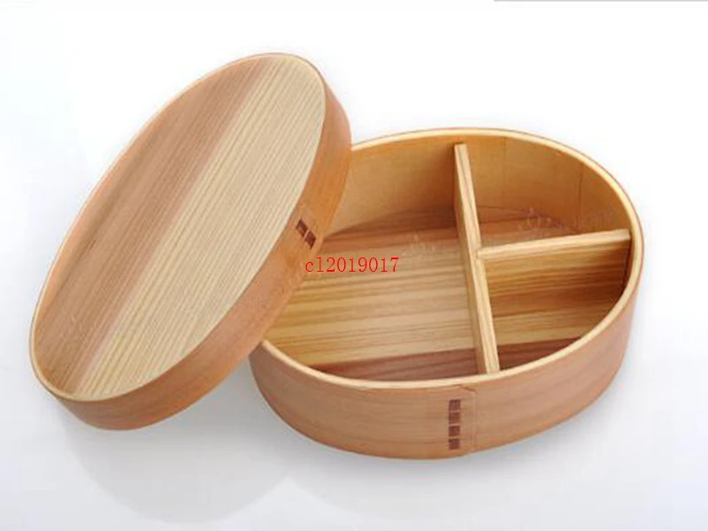 

Japanese bento boxes wood lunch box handmade natural wooden sushi box tableware bowl Food Container 2 Colors Free Shipping