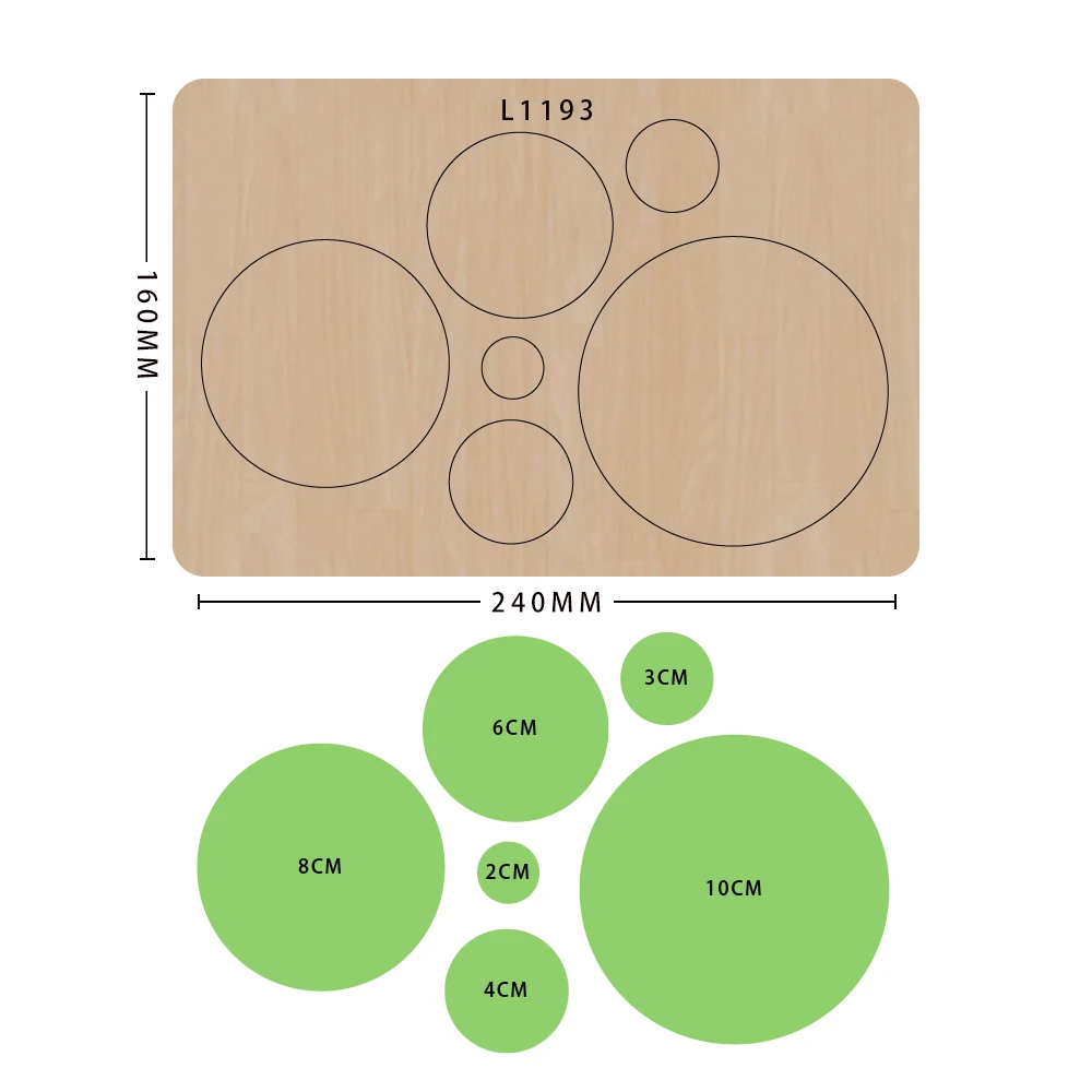 Kółka o różnych rozmiarach, scrapbooking, szablony do wykrawania drewna, matryce do cięcia, matryce laserowe, przedmioty dekoracyjne, szablony,