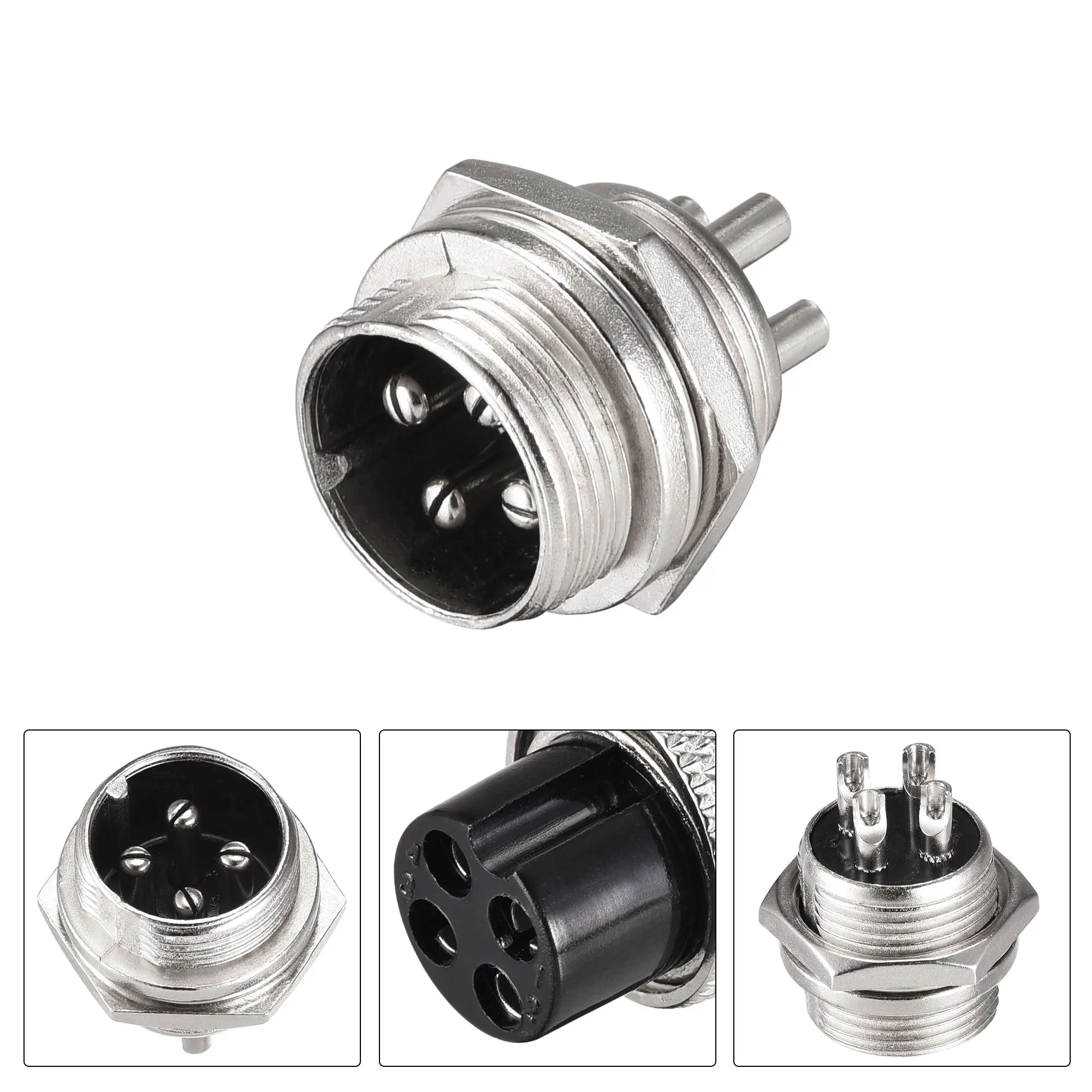 2Set GX16 16mm 4 Pin 7A 400V Aviation Connector Waterproof Male Female Docking Type Panel Circular Metal Wire Connector Fittings