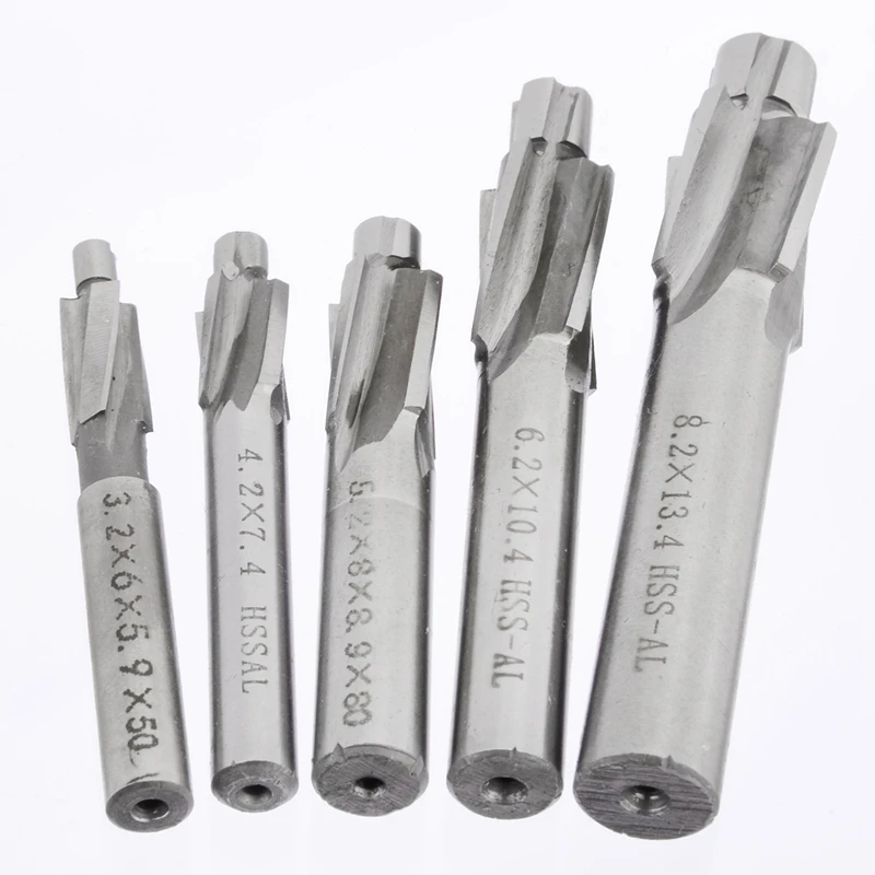 5Pcs HSS Counterbore End Mill M3-M8 Pilot Slotting Tool Milling Cutter Countersink End Mills