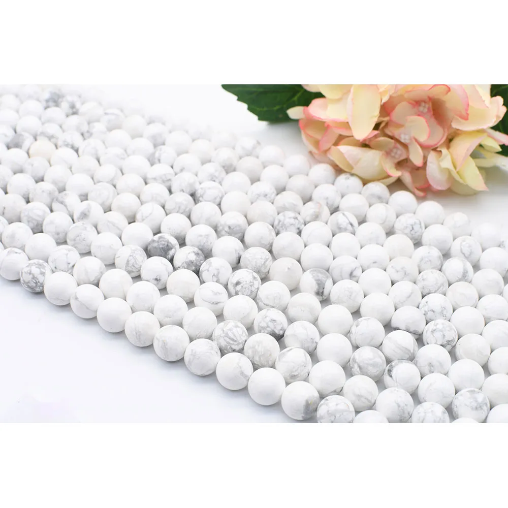 

Круглые бусины Howlite 6-12 мм из натурального гладкого камня для самостоятельного изготовления браслетов, ожерелий, ювелирных изделий, нитка 15 дюймов