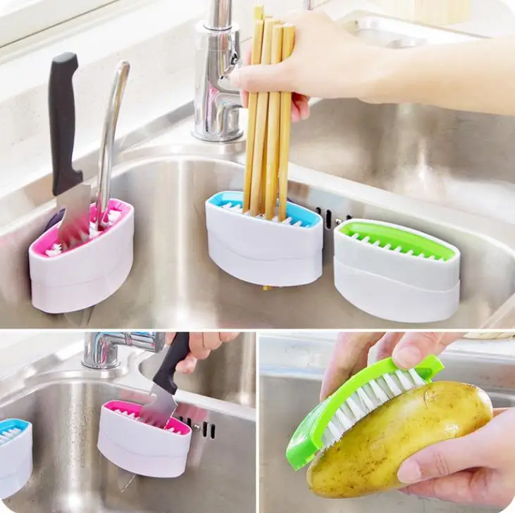 

Creative Kitchen Sucker Knife Fork Chopstick Cleaning Brushes Melon Fruit Brush Scourer Household Cleaning Tools SN3016