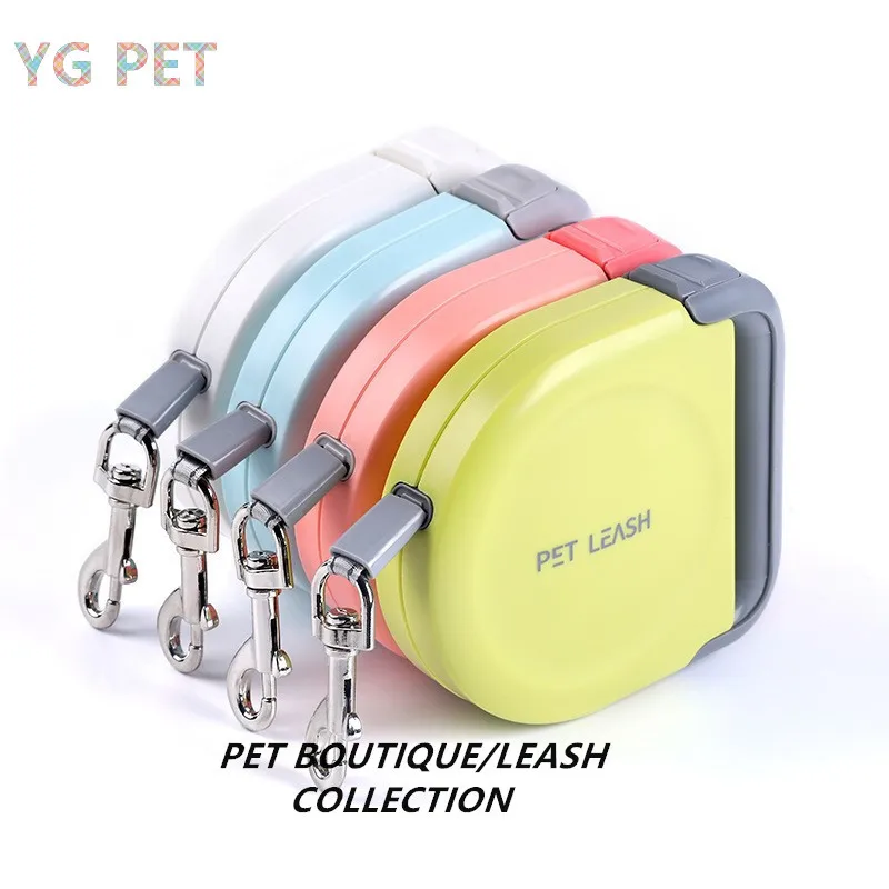 

5m Automatic Telescopic Dog Tractor Retractable Leash Candy Colors Flat Rope P Chain Shrink Handle Pet Leash Portable Dog Chain