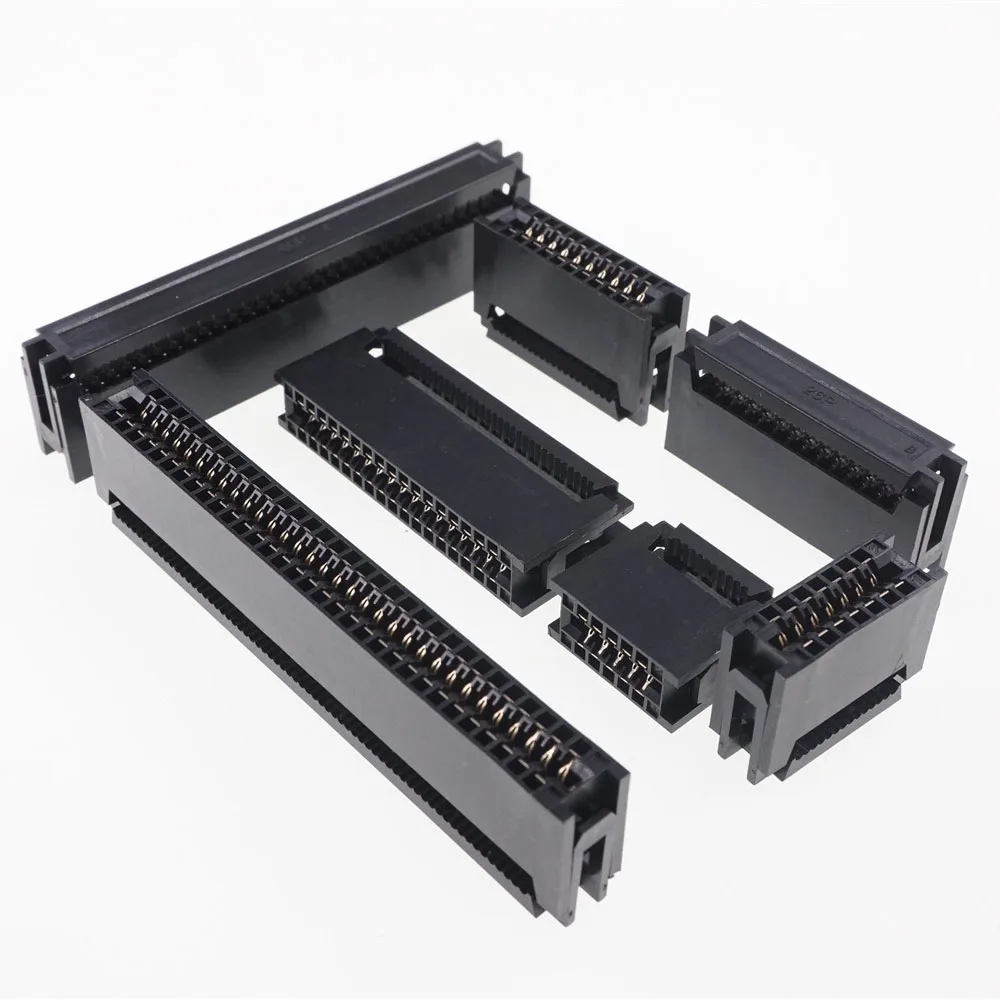 20 Pcs 2.54 MM Pitch Edge Card Type Ribbon Cable Connector 10 14 16 20 24 26 30 34 40 50 60 64 Pin PCB Receptale HIF5D IDC Crimp