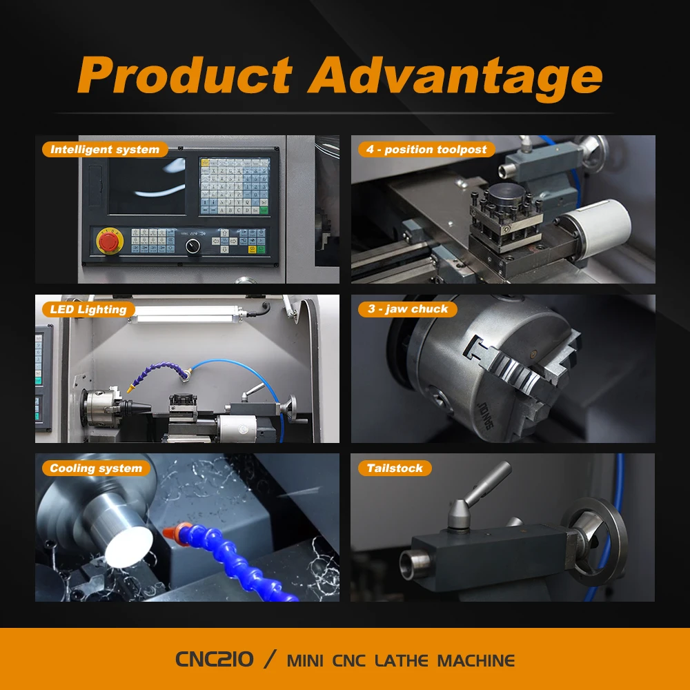 CNC210 MINI Tiện Bằng Máy CNC Máy Tự Động Dụng Cụ Ăn Cao Cấp Phần Cứng Máy Công Cụ Hộ Gia Đình Nhỏ Để Bàn Tiện