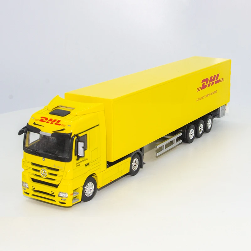 1:50 DHL alloy container engineering transport truck exquisite freight car scene display model