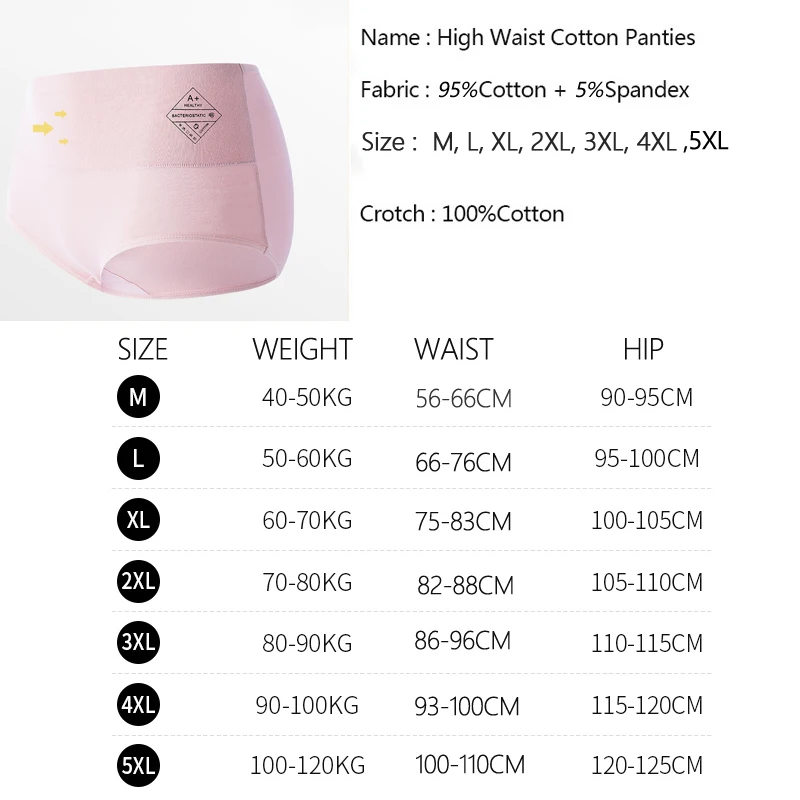 Plus Size M-5XL 3Pcs High Waist Panties Women Breathable Cotton Underwear Body Slimming Ladies Briefs Soft Panty Female Lingerie