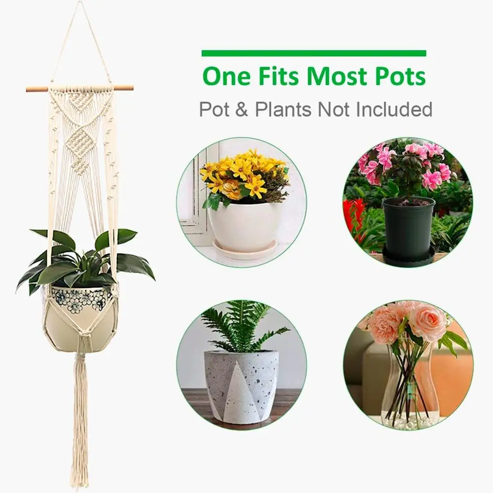 Hot Sales 100% Handgemaakte Macrame Muur Opknoping Macrame Plant Hanger Bloem/Pot Hanger Voor Muur Decor Opknoping Planter Opknoping mand