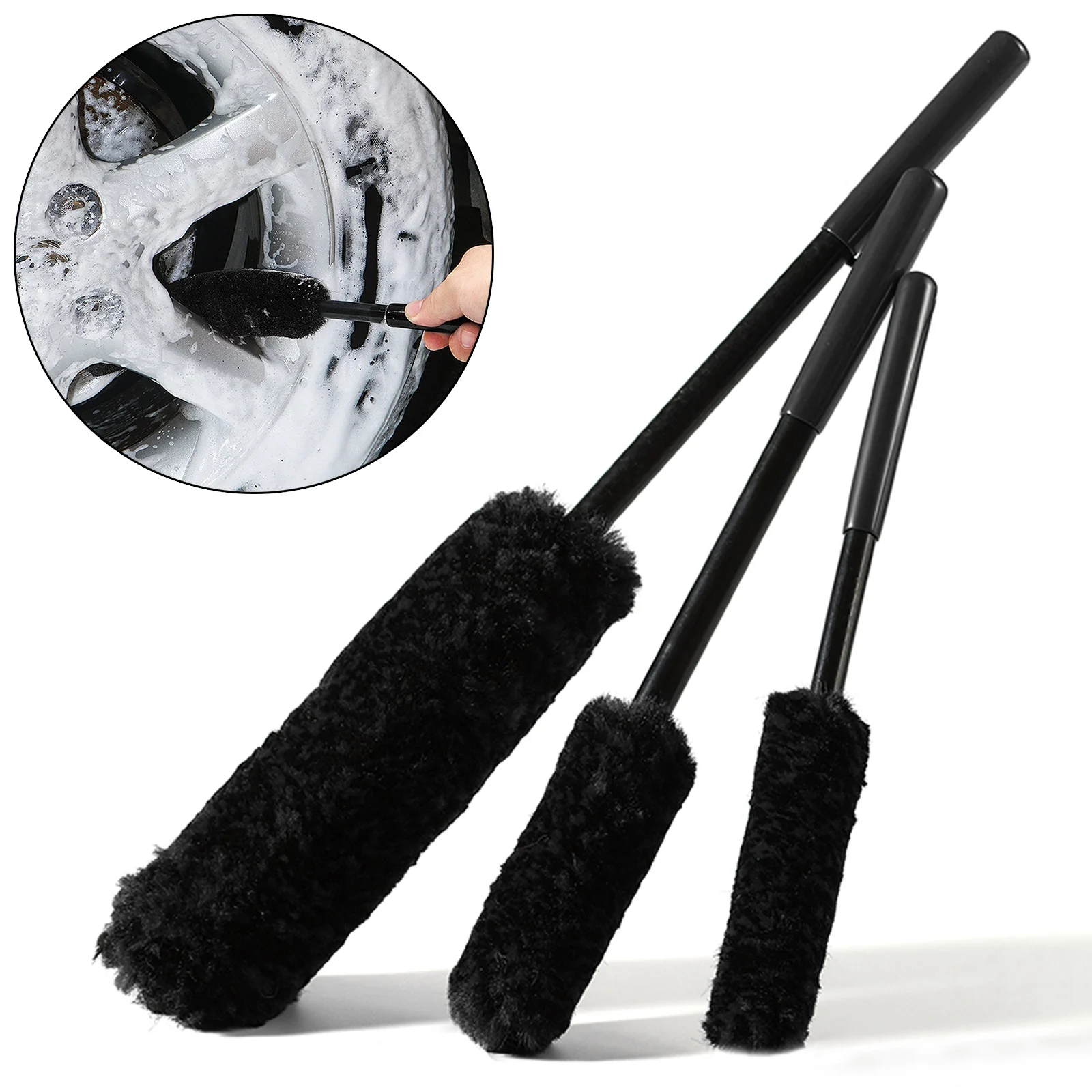 

Auto Car Wheel Hub Cleaning Brush Flexible Long Handle Premium Wool Car Rim Brushes Car Tire Cleaning Brush