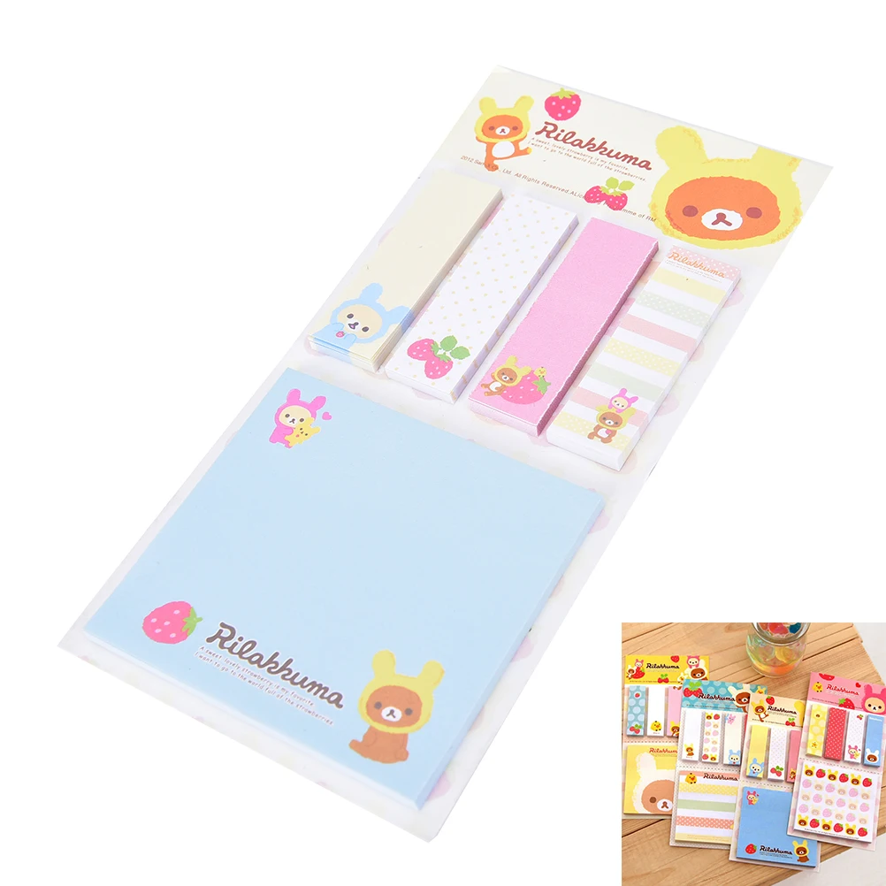 Rilakkuma Cute Cartoon Bear Sticky Notes Memo Pad School Supplies Planner Stickers Paper Bookmarks Korea Stationery