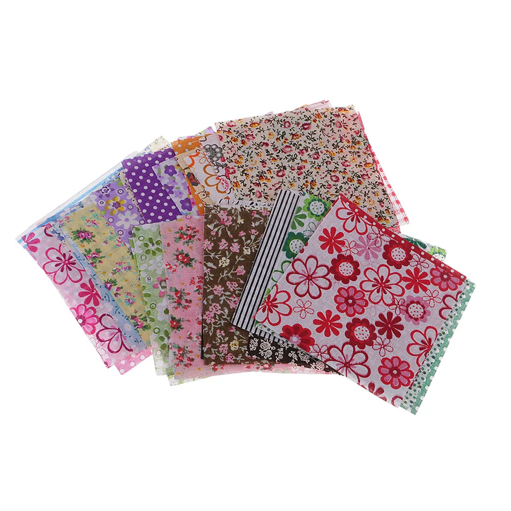 50Pcs Bundle Cotton Patchwork Sewing Fabric Quilting Tissue Clothes for Patchwork Needlework 10x10cm Square Handmade Material