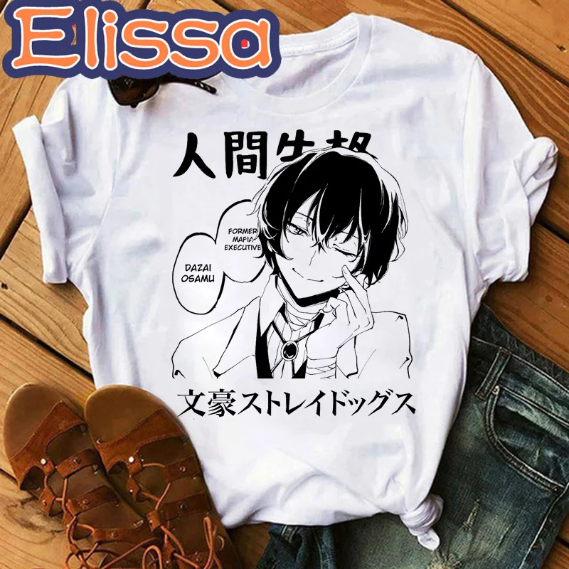 Hot Japanese Anime Bungou Stray Dogs T Shirt Men Kawaii Cartoon Osamu Dazai Graphic Tees Unisex Harajuku Tops T-shirt Male