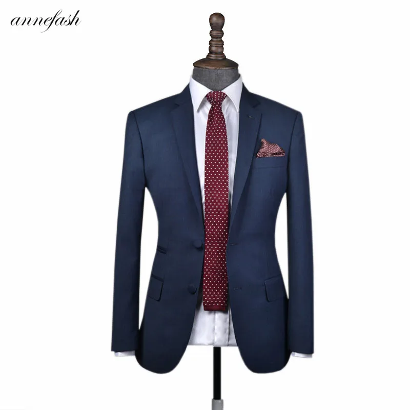 Free shipping Men's Custom Made Suit European Style Slim Fit Suits Blue/Gray/Dark Grey Bird's eye wool fabric suit