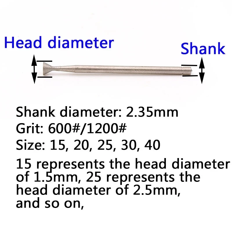 5pcs 1200 Grit Electroplated Diamond Grinding Head Grind Burrs Drill Bits For Stone Jade DIY Rotary Tool Accessories C3 Needle